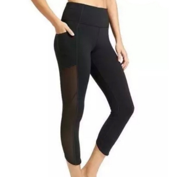 Athleta Black High Rise Mesh Chat to‎ Town Yoga - Picture 1 of 8